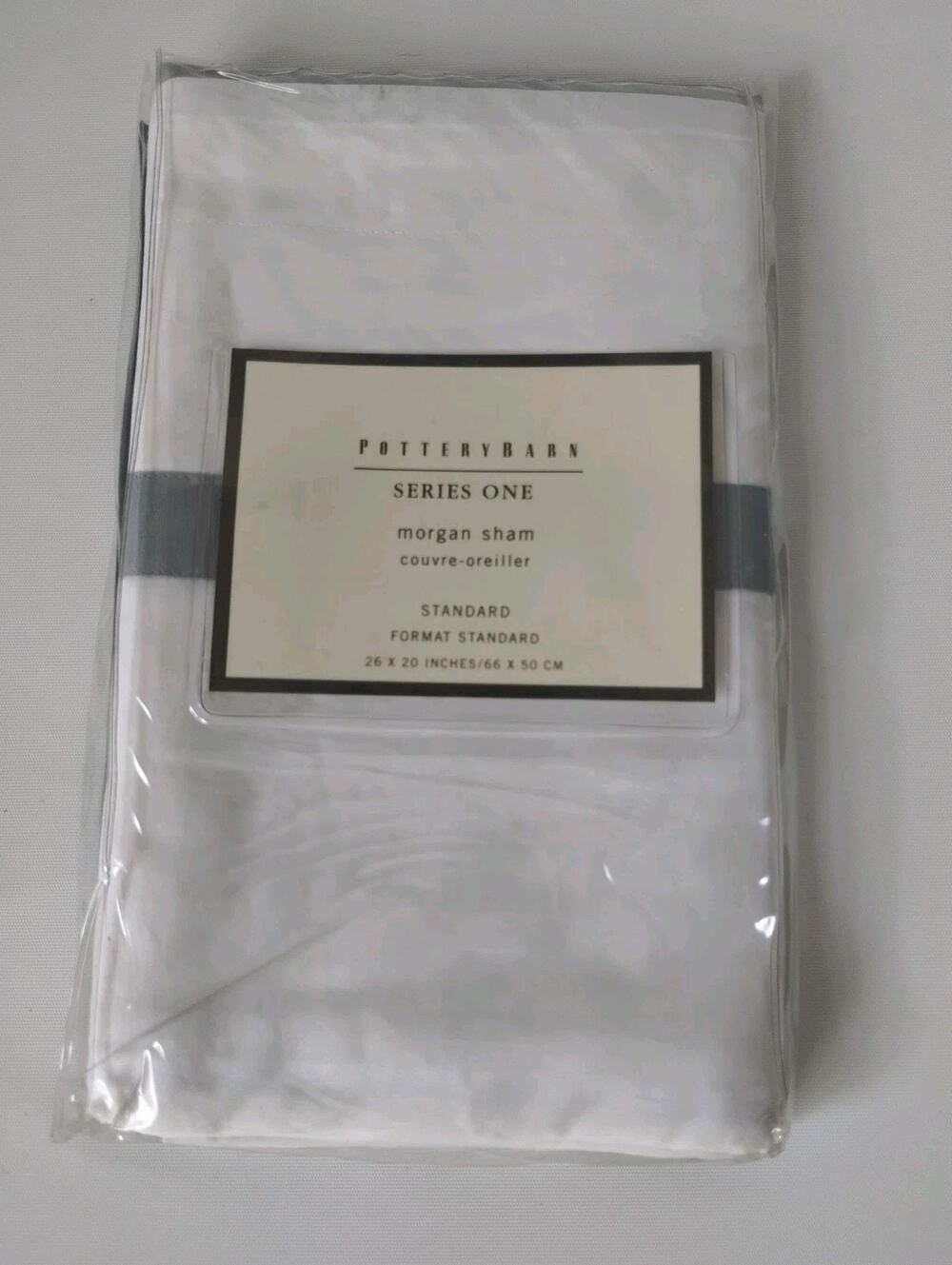 Pottery Barn Series One Morgan Sham Standard - White - Blue Trim 26 x 20